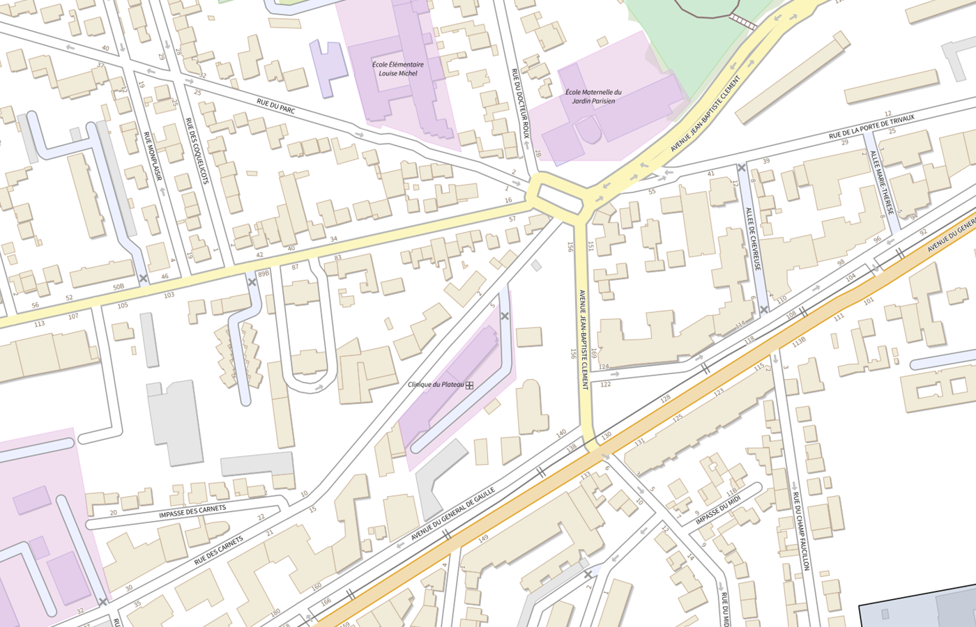 Plan IGN de situation de Clinique du Plateau