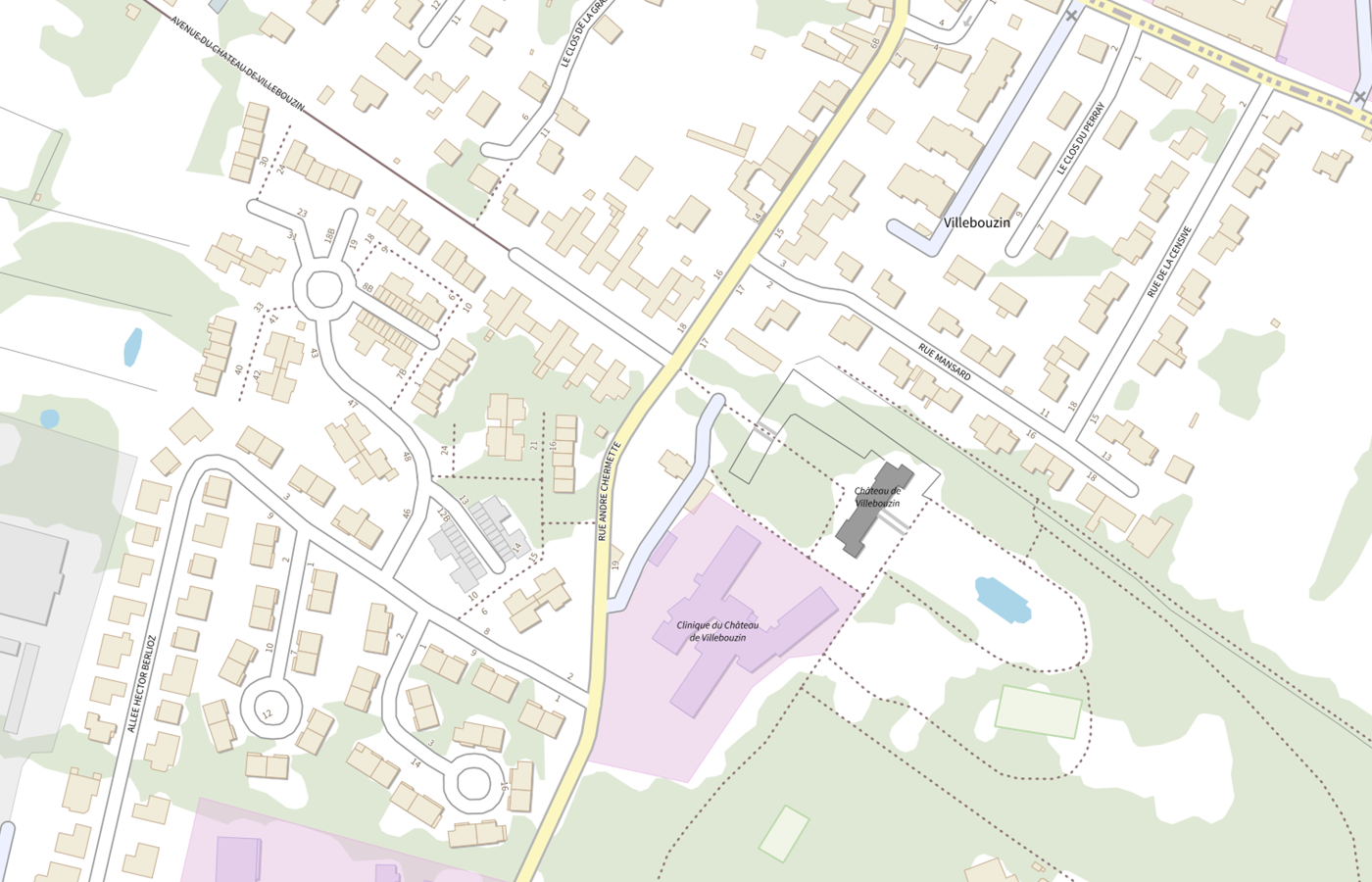 Plan IGN de situation de Clinique du Chateau de Villebouzin