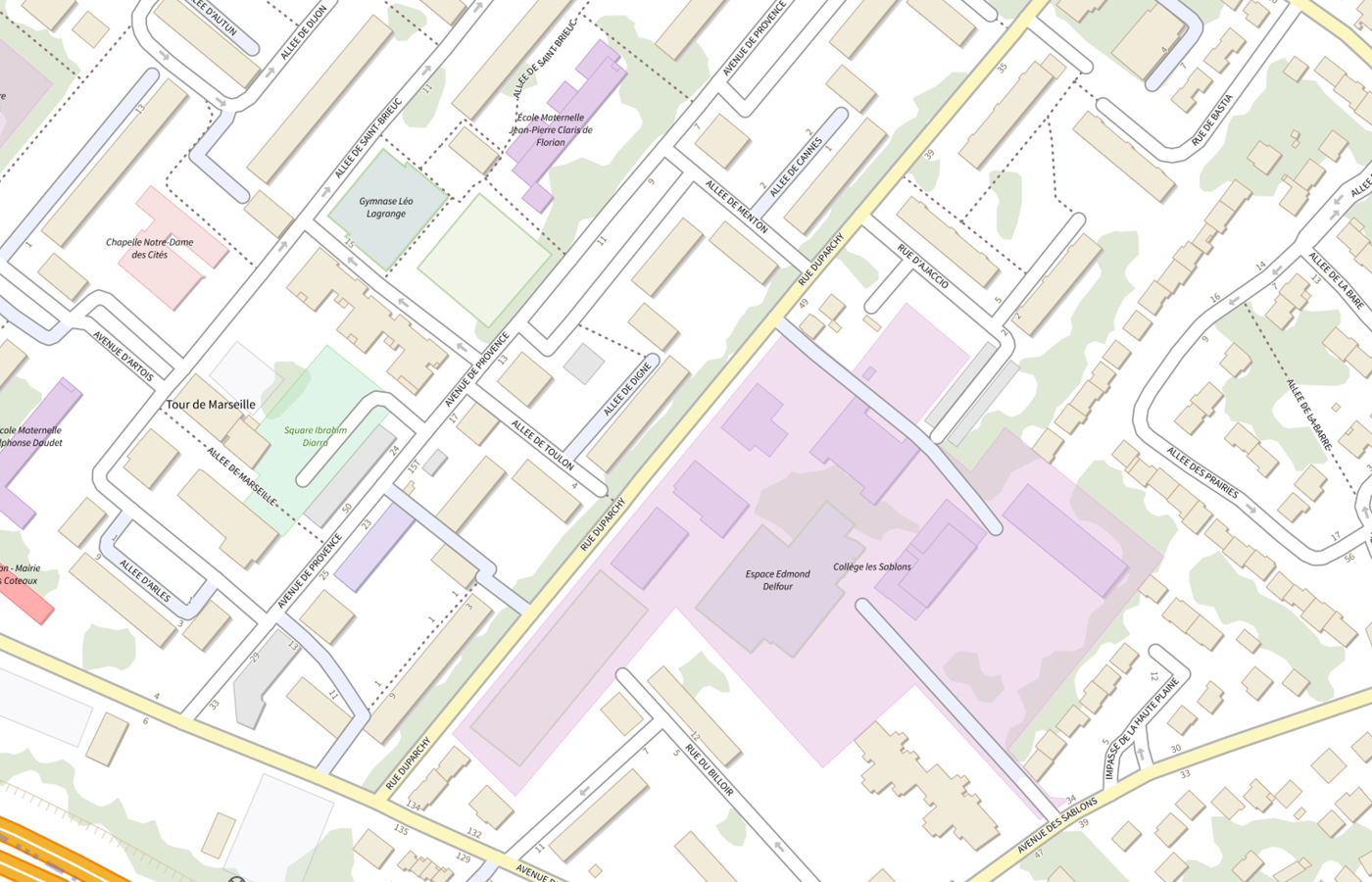 Plan IGN de situation de Collège Les Sablons