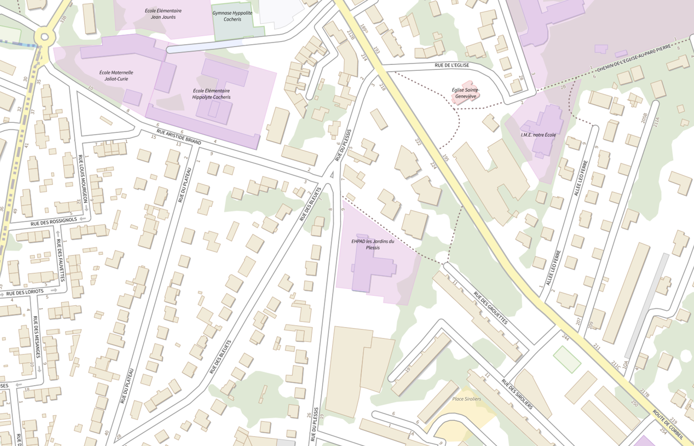 Plan IGN de situation de EHPAD les Jardins du Plessis