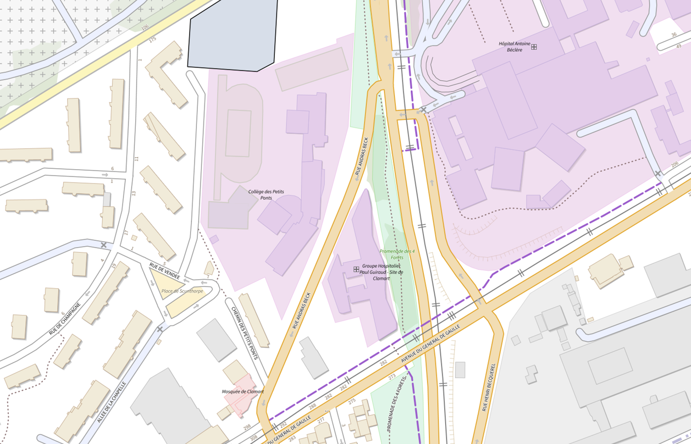 Plan IGN de situation de CHS Paul Guiraud Site Clamart