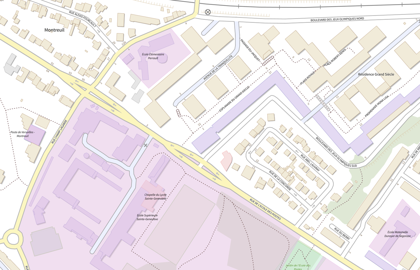 Plan IGN de situation de Cour administrative d'appel - Versailles