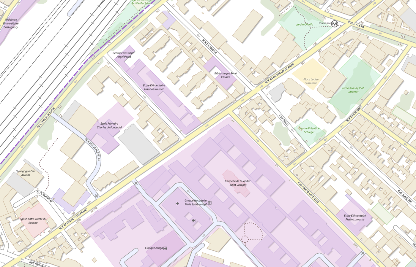 Plan IGN de situation de Hopital Sainte Marie Paris
