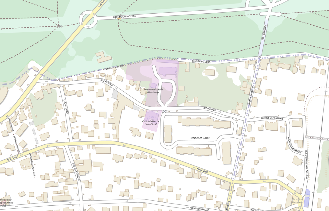 Plan IGN de situation de Clinique Medicale de Ville d Avray