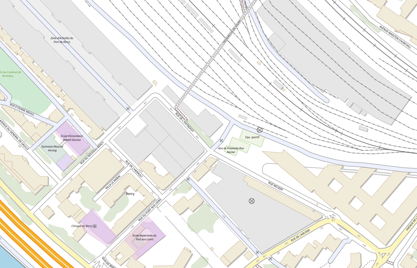 Plan IGN de situation de Service Central des Ambulances