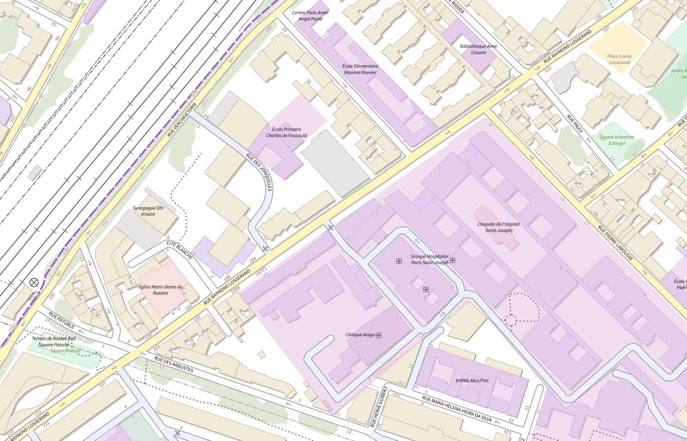 Plan IGN de situation de Gh Paris Site Saint Joseph