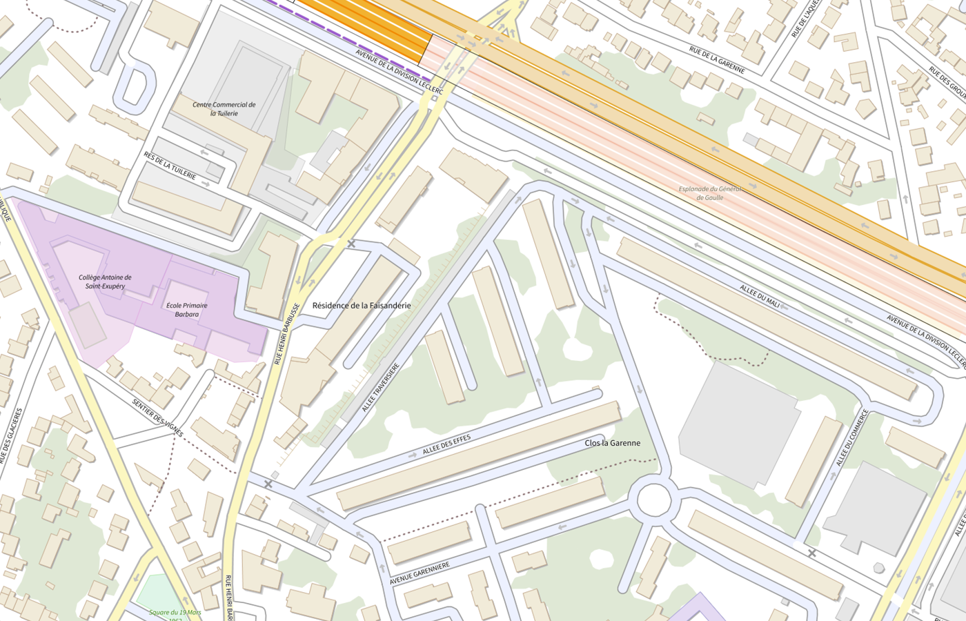 Plan IGN de situation de Direction interrégionale des services pénitentiaires Île-de-France - Paris