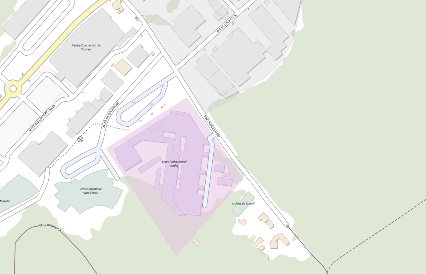 Plan IGN de situation de Lycée professionnel Nadar