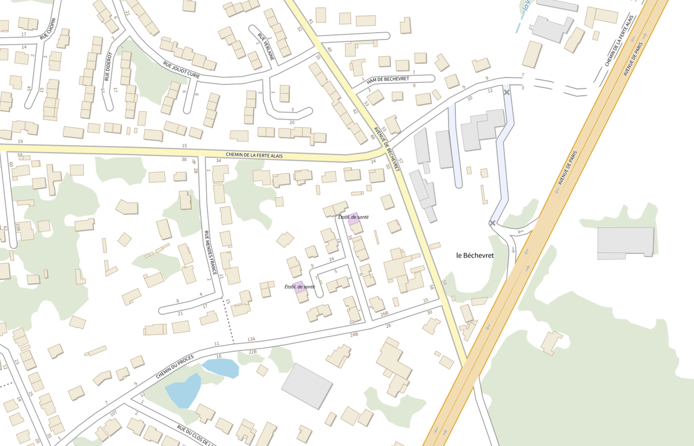 Plan IGN de situation de Les Petites Maisons Specialisees