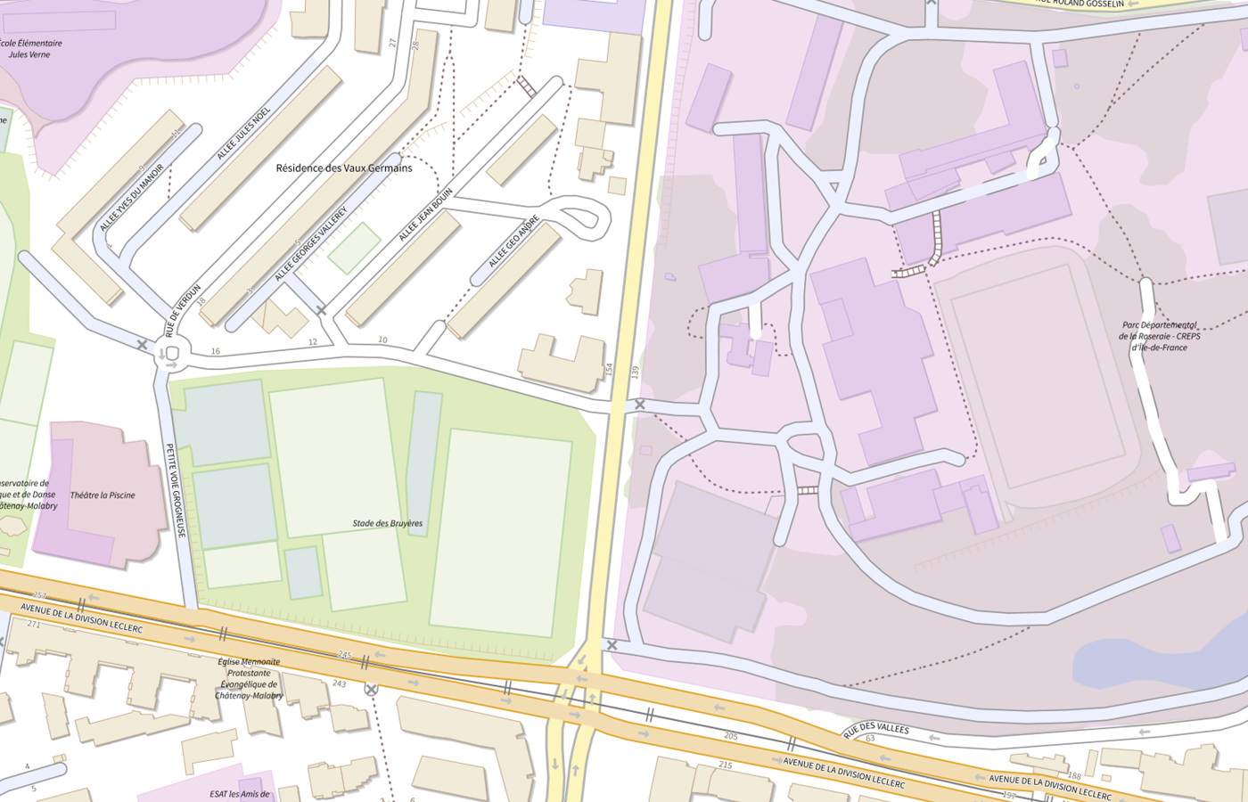 Plan IGN de situation de Centre de ressources, d'expertise et de performance sportives (Creps) - Île-de-France