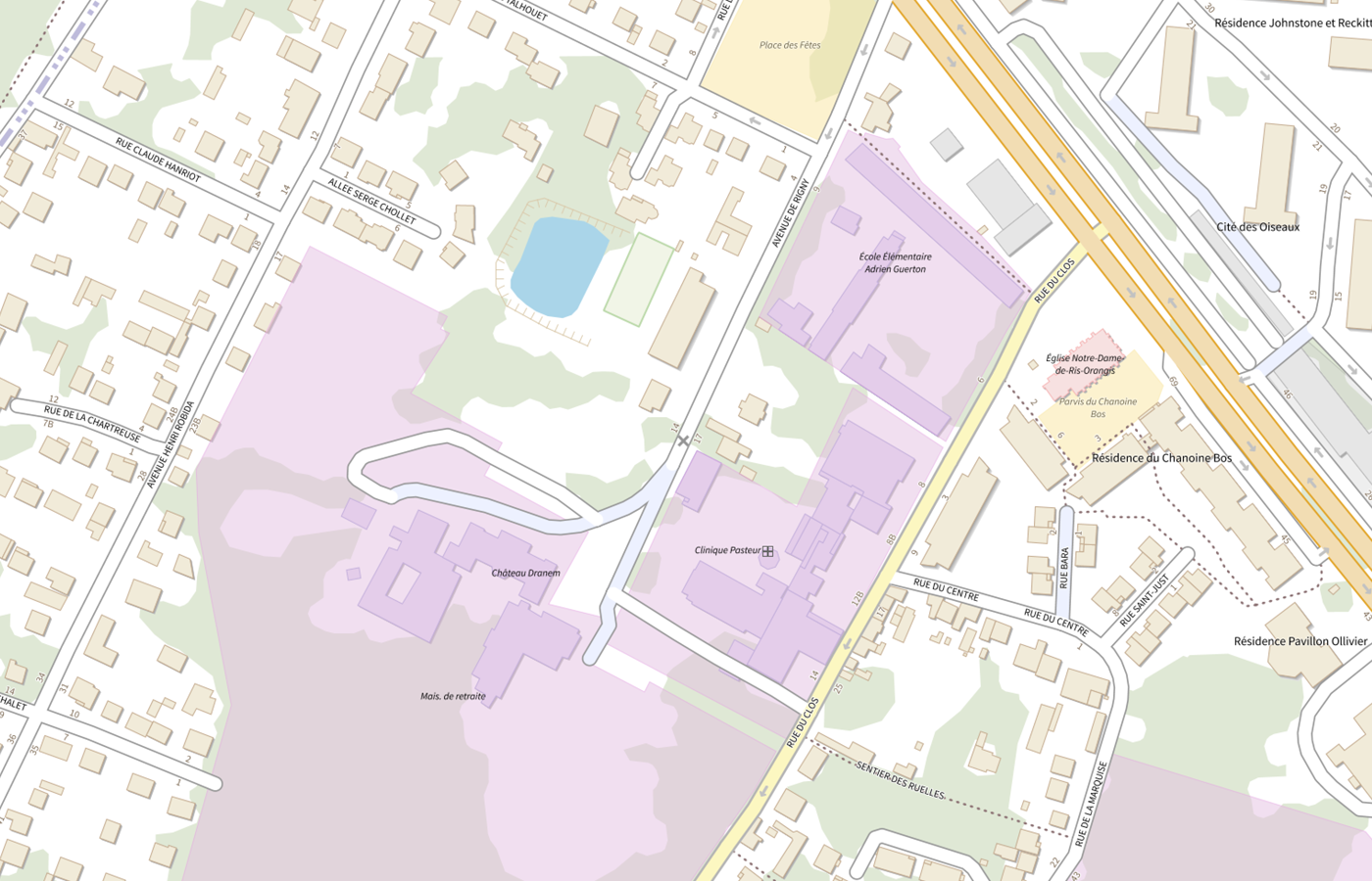 Plan IGN de situation de Clinique Pasteur