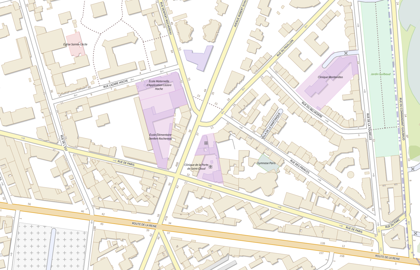 Plan IGN de situation de Centre Chirurgical des Princes