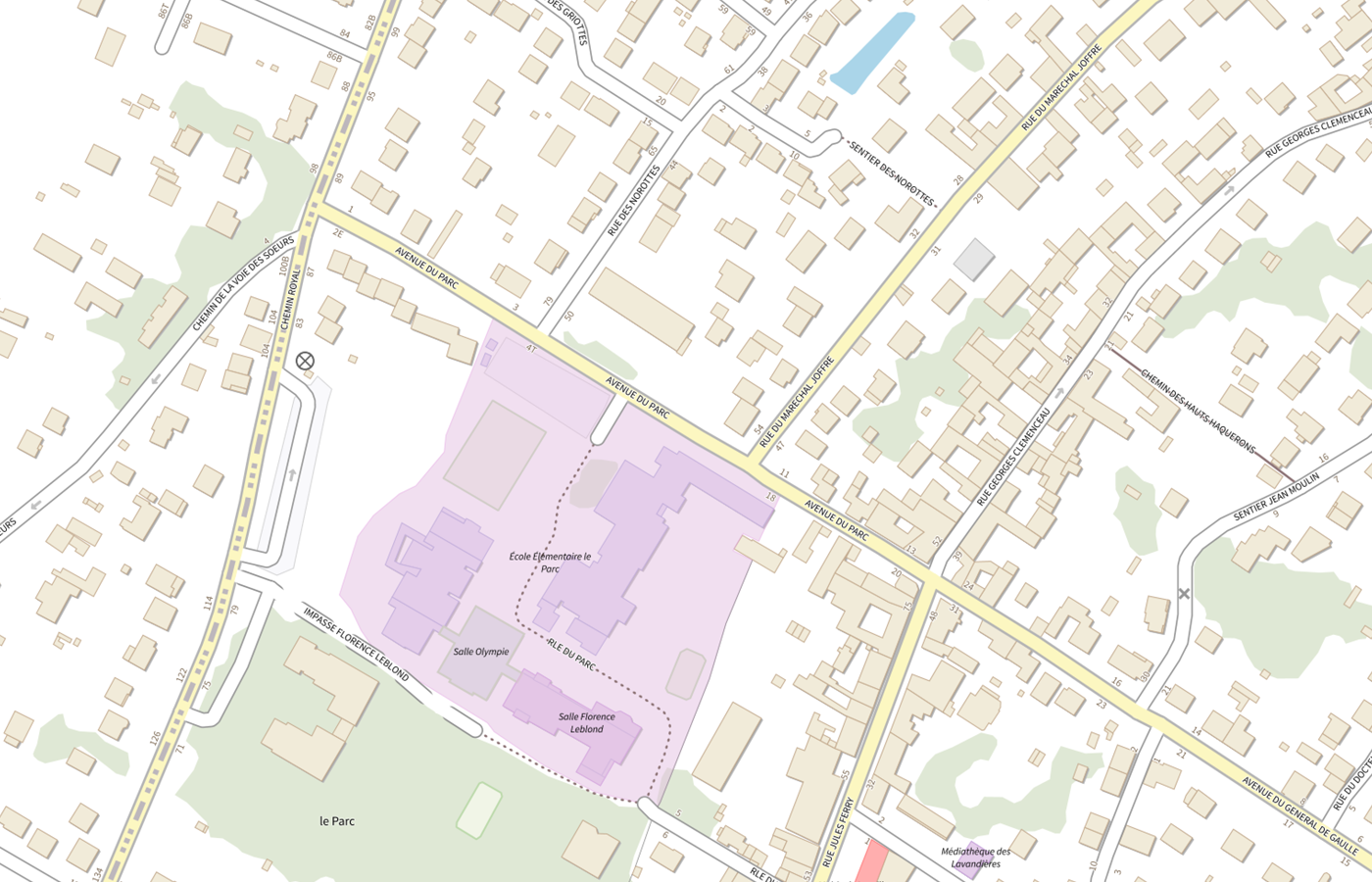Plan IGN de situation de Ecole élémentaire Le Parc