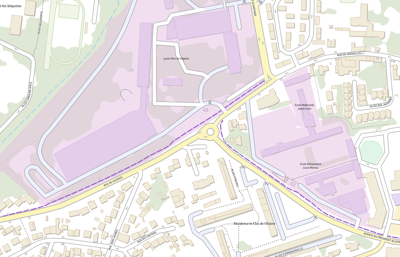 Plan IGN de situation de Lycée polyvalent Parc de Vilgénis
