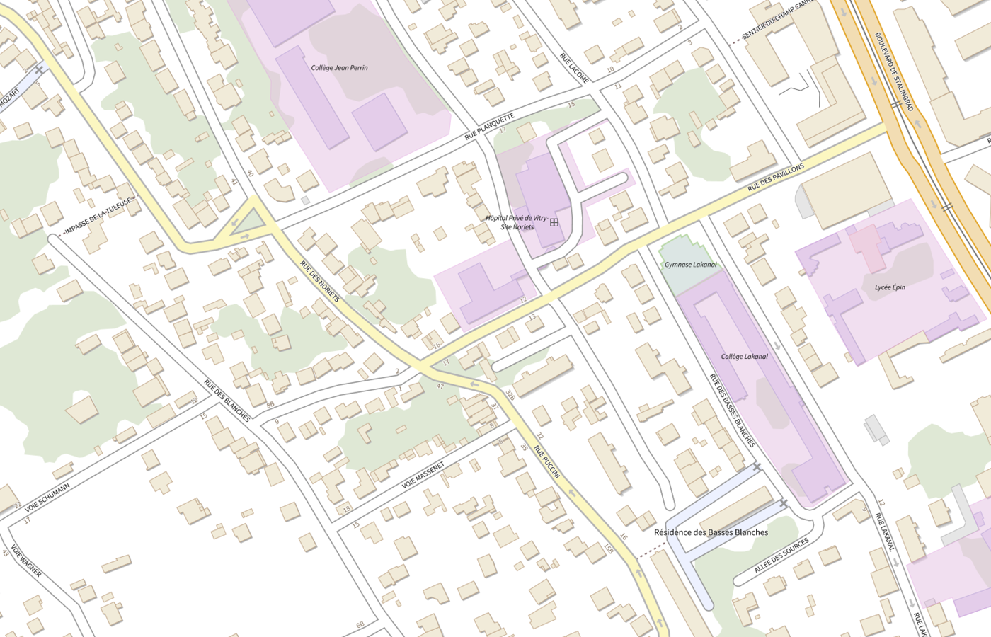 Plan IGN de situation de Hopital Prive de Vitry Site Noriets