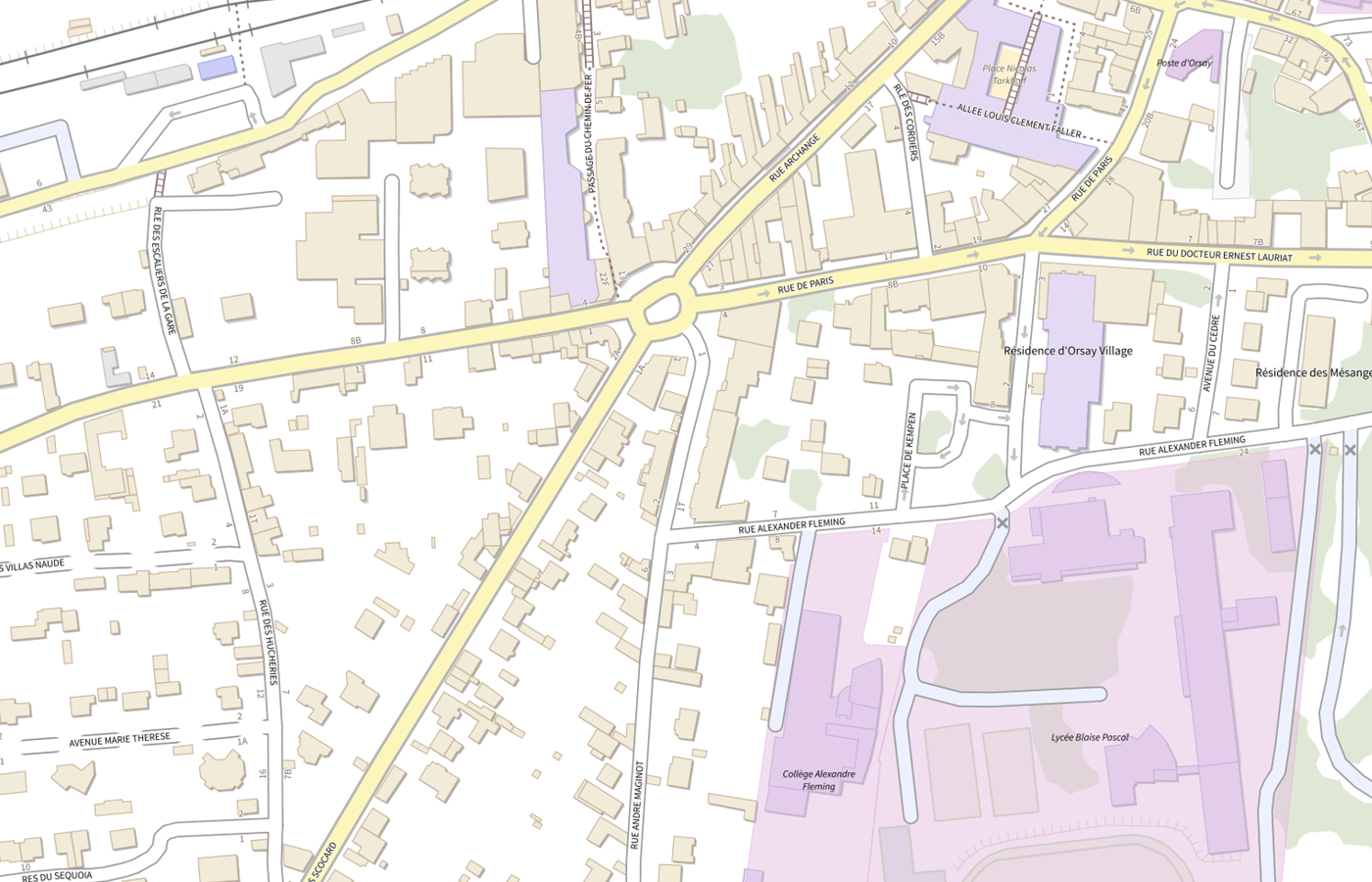 Plan IGN de situation de Info Jeunes - Orsay