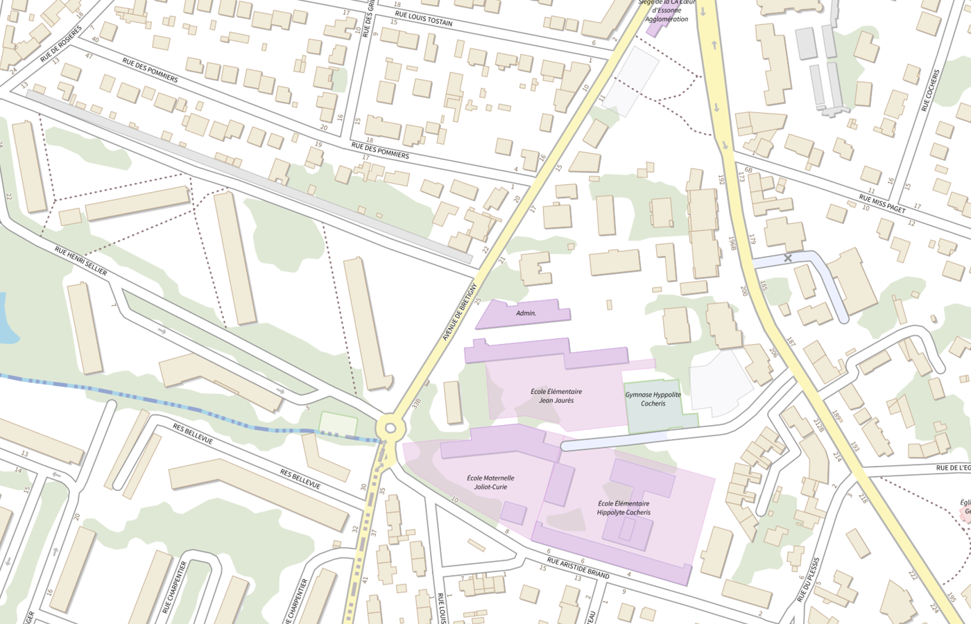 Plan IGN de situation de Mission locale pour l'insertion professionnelle et sociale des jeunes (16-25 ans) - Sainte-Geneviève-des-Bois