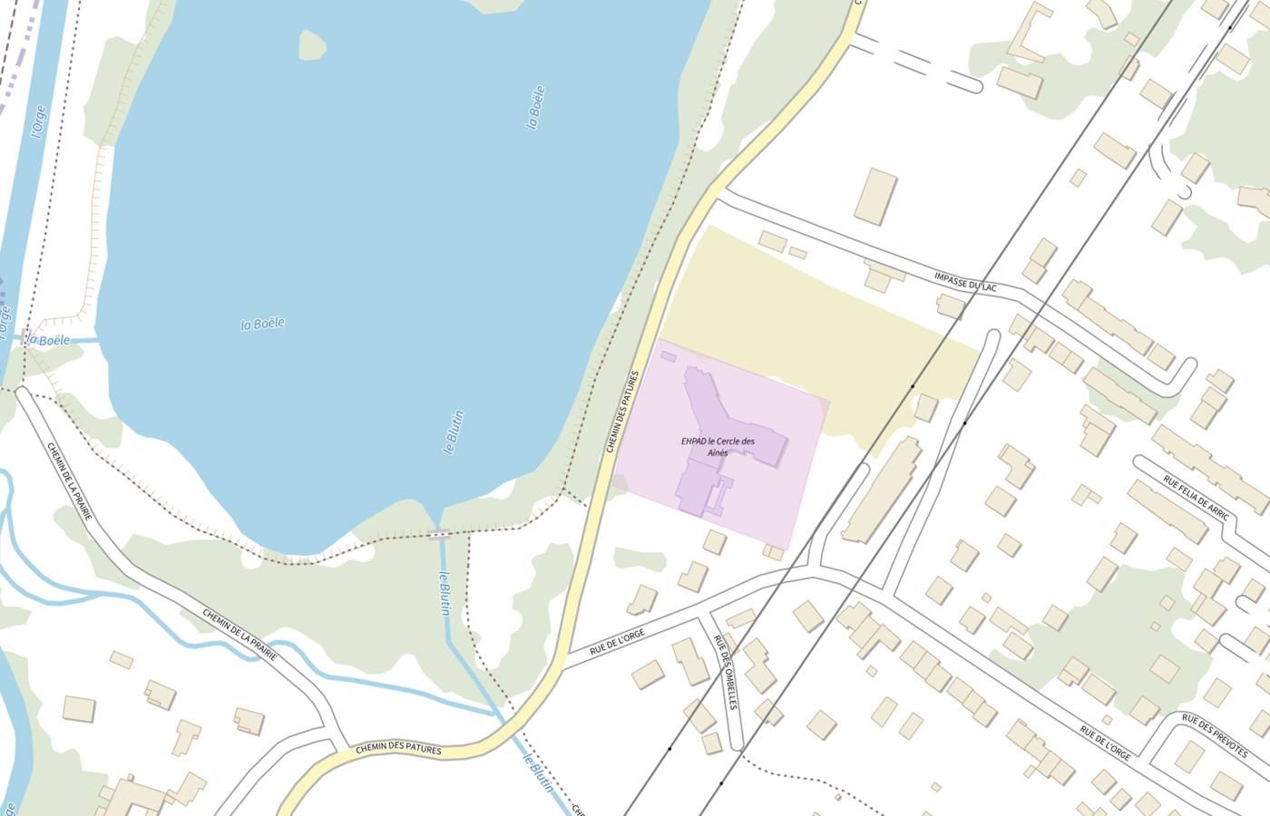 Plan IGN de situation de EHPAD Residence les Jardins du Lac