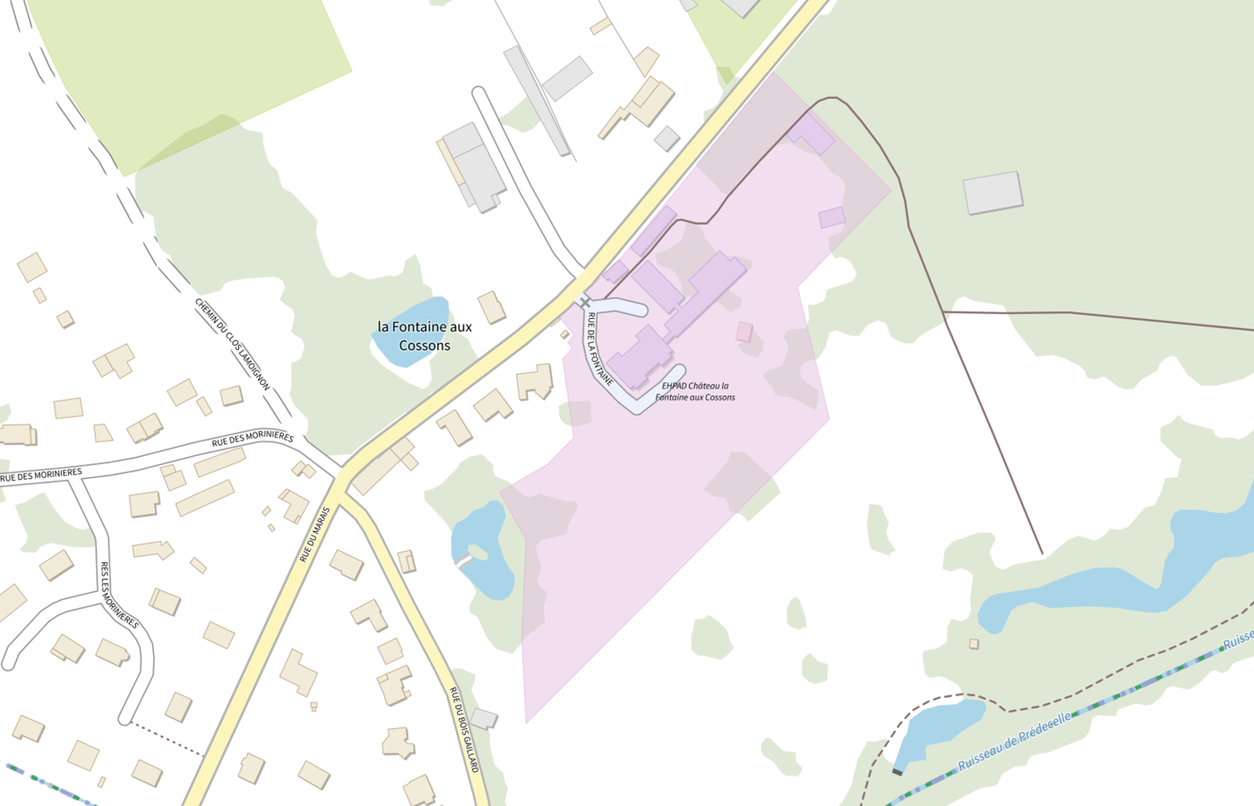 Plan IGN de situation de EHPAD Chateau la Fontaine aux Cossons