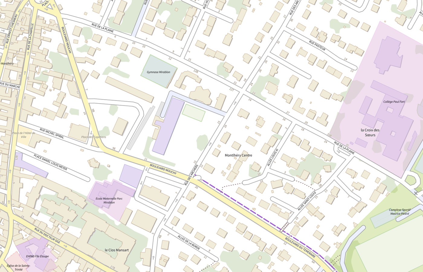 Plan IGN de situation de Ecole élémentaire Parc Mirablon