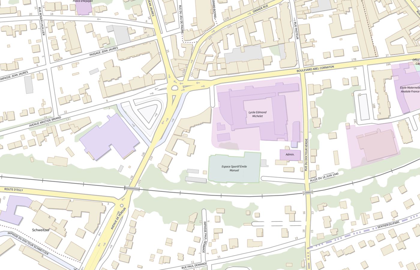 Plan IGN de situation de Lycée Edmond Michelet