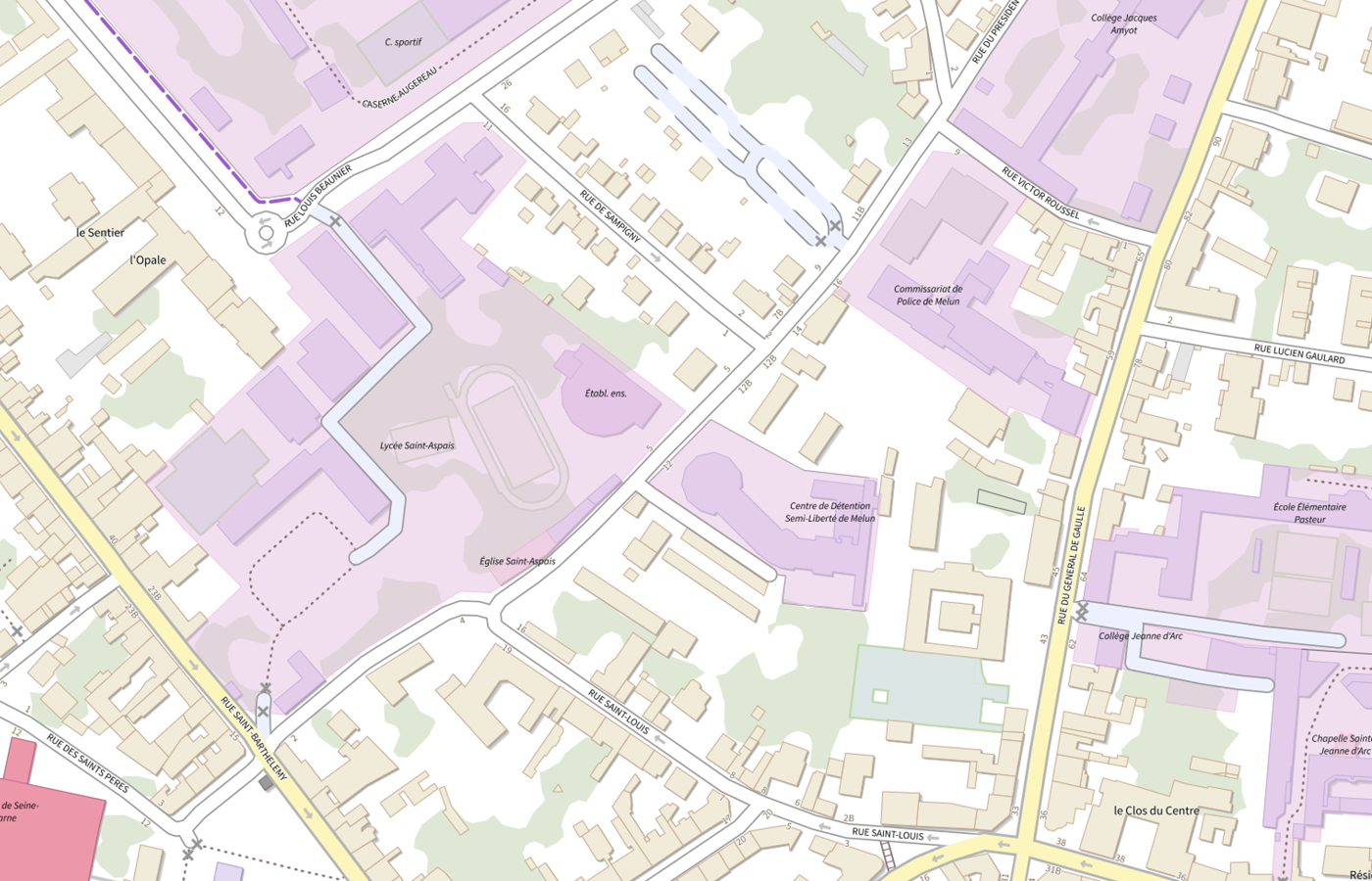 Plan IGN de situation de Centre de semi-liberté de Melun
