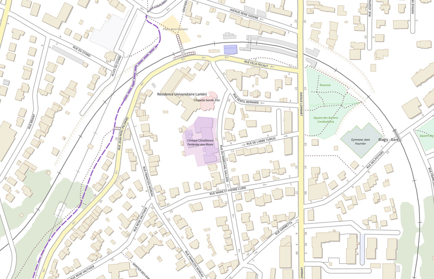 Plan IGN de situation de Clinalliance Fontenay aux Roses