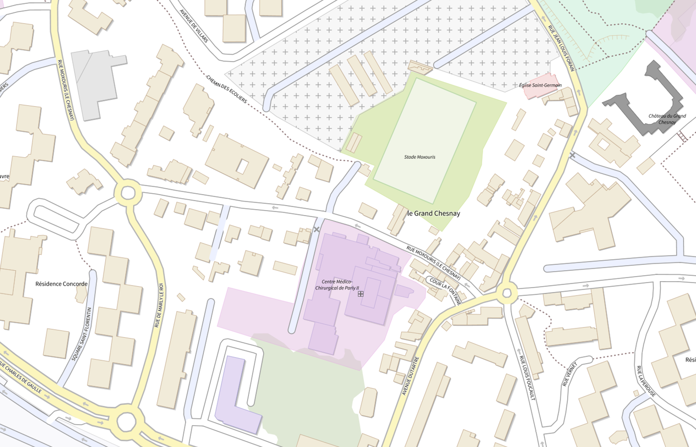 Plan IGN de situation de Hopital Prive de Parly Ii