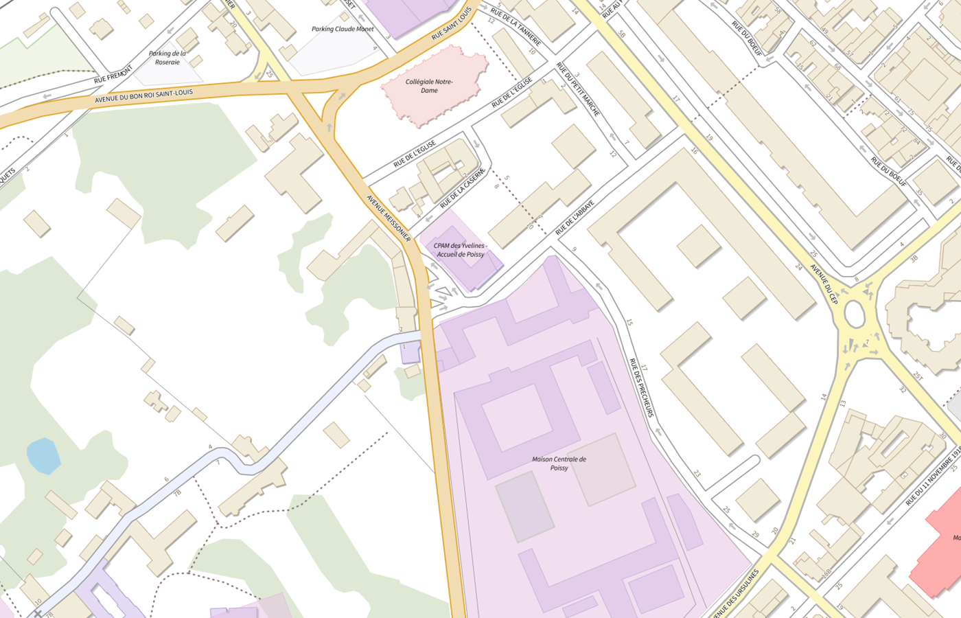Plan IGN de situation de Centre de détention de Poissy