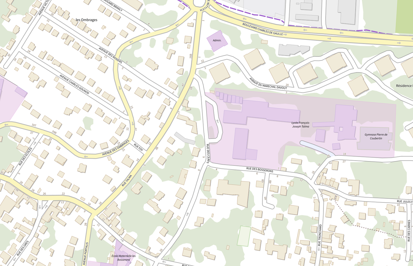 Plan IGN de situation de Lycée François Joseph Talma