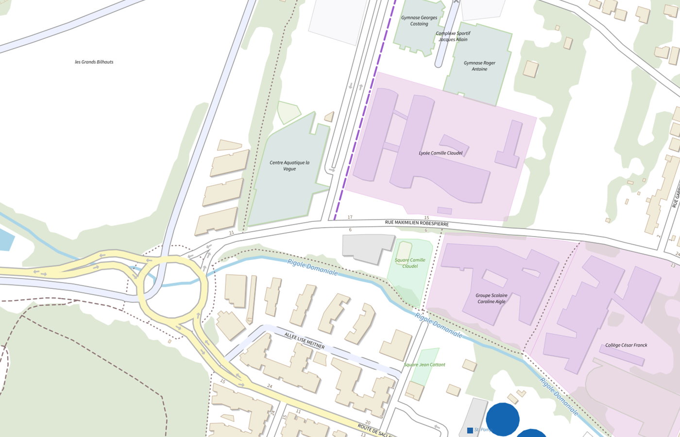 Plan IGN de situation de Lycée Camille Claudel