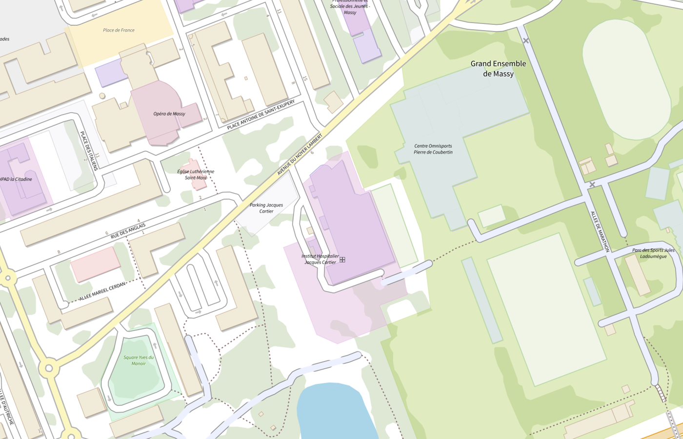Plan IGN de situation de Hopital Prive Jacques Cartier
