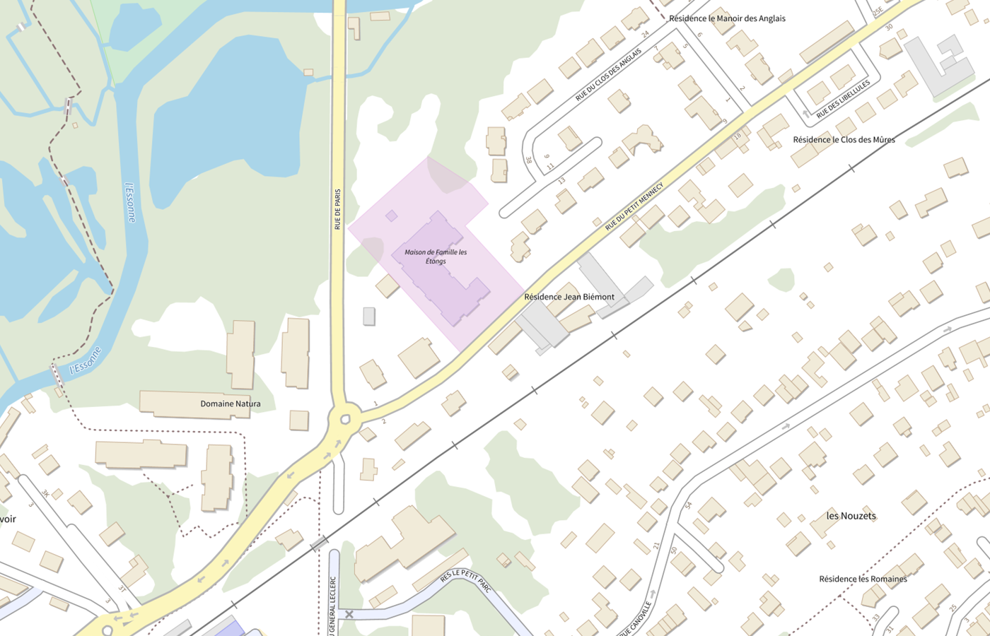 Plan IGN de situation de EHPAD Maison de Famille les Etangs
