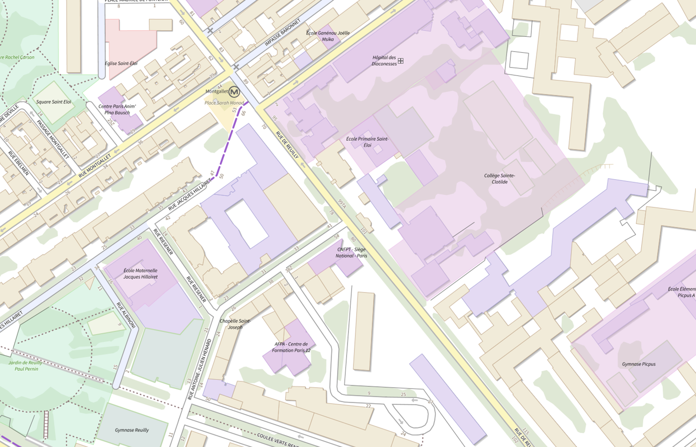 Plan IGN de situation de Centre national de la fonction publique territoriale (CNFPT) - Siège national - Paris