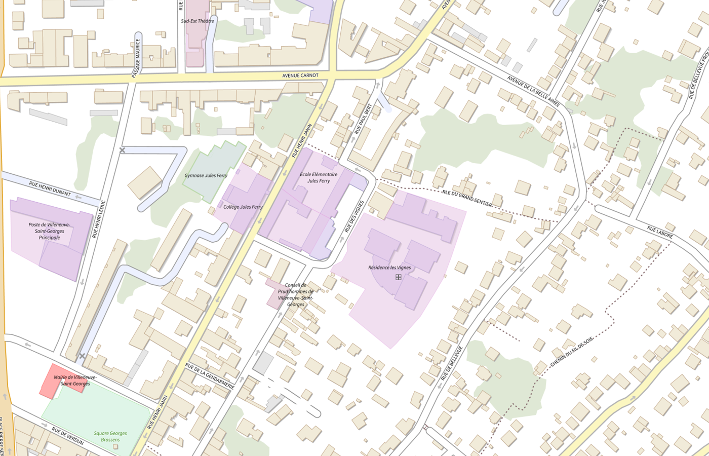 Plan IGN de situation de USLD les Vignes