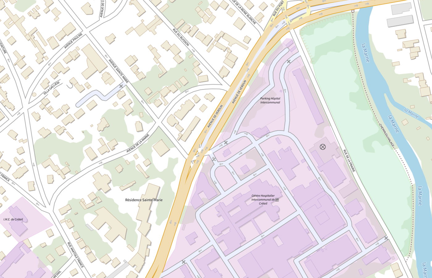 Plan IGN de situation de CHI de Creteil