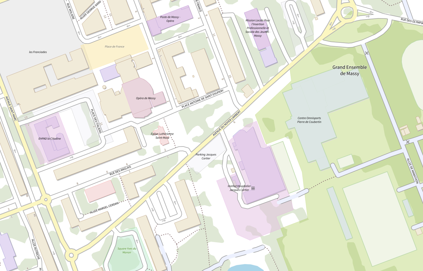 Plan IGN de situation de Mission locale pour l'insertion professionnelle et sociale des jeunes (16-25 ans) - Massy