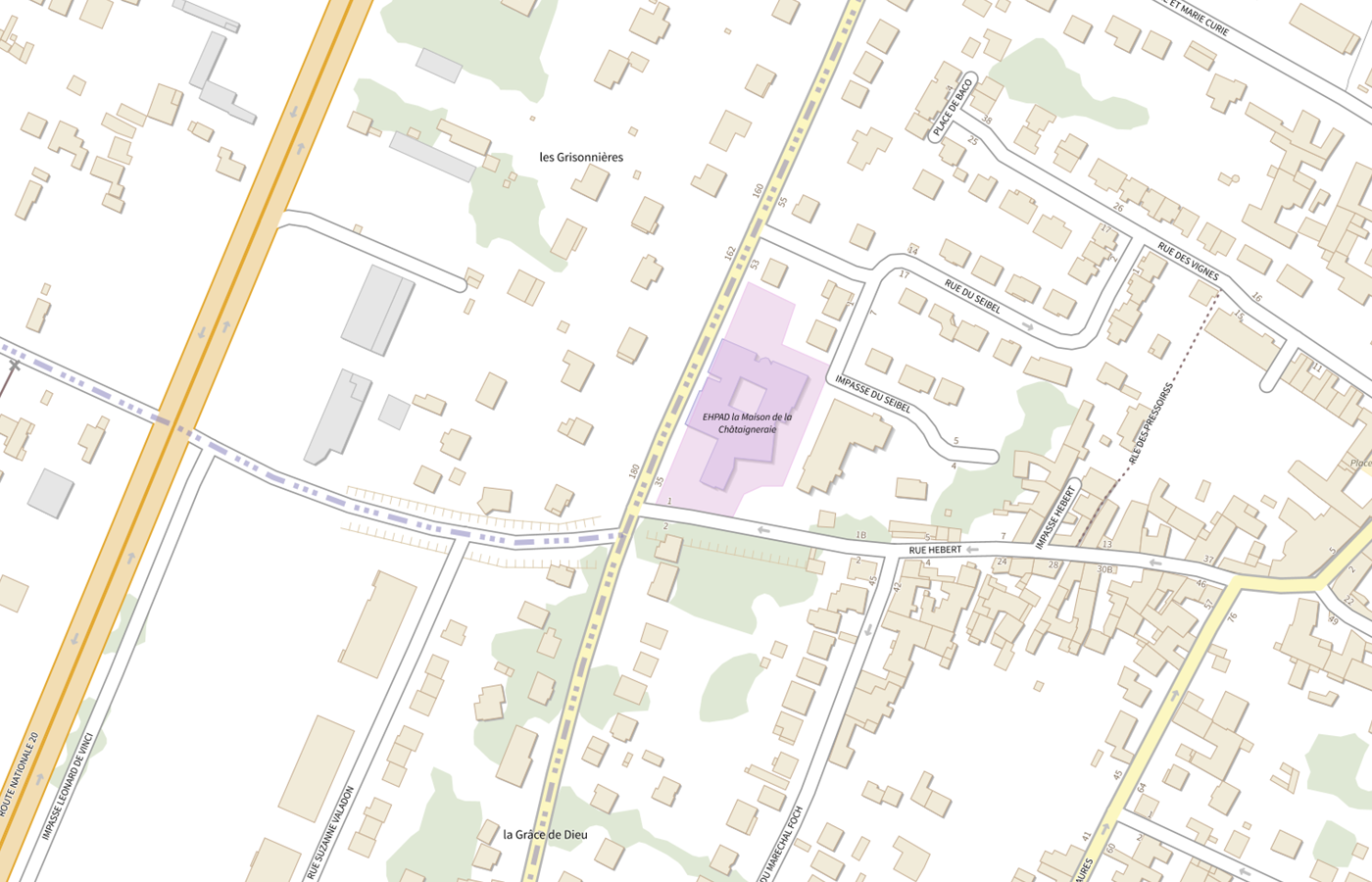 Plan IGN de situation de EHPAD la Maison de la Chataigneraie