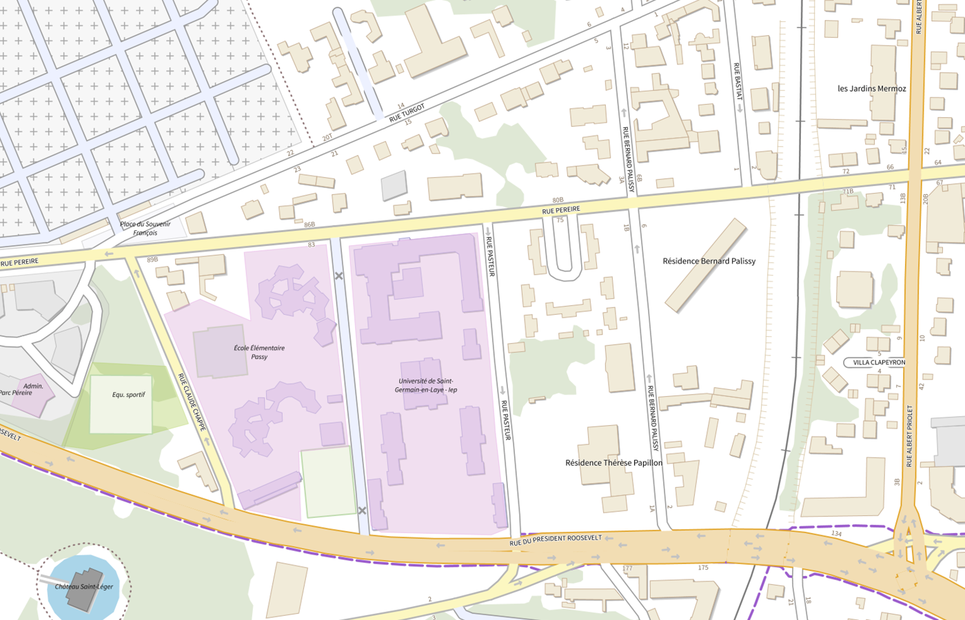 Plan IGN de situation de Institut national supérieur du professorat et de l'éducation (Inspé) - Académie de Versailles