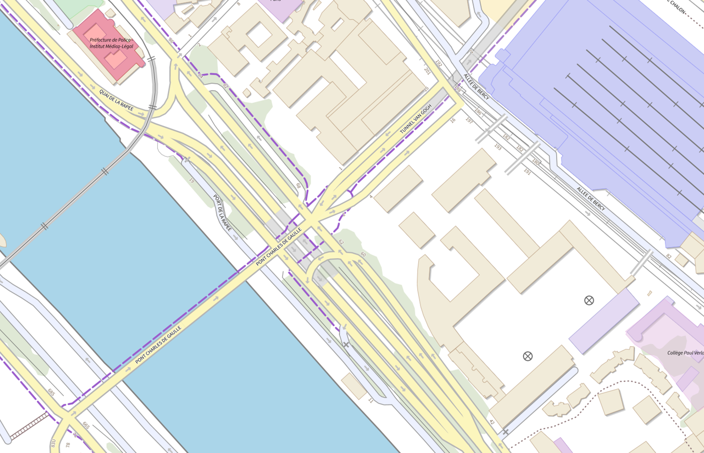 Plan IGN de situation de Hdj Quai la Rapee