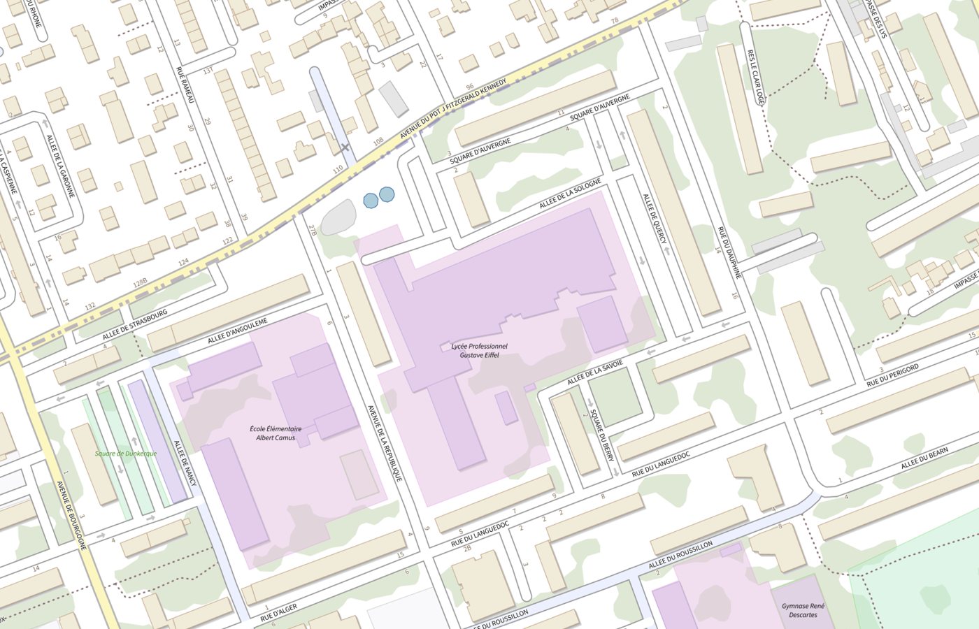 Plan IGN de situation de Lycée professionnel Gustave Eiffel