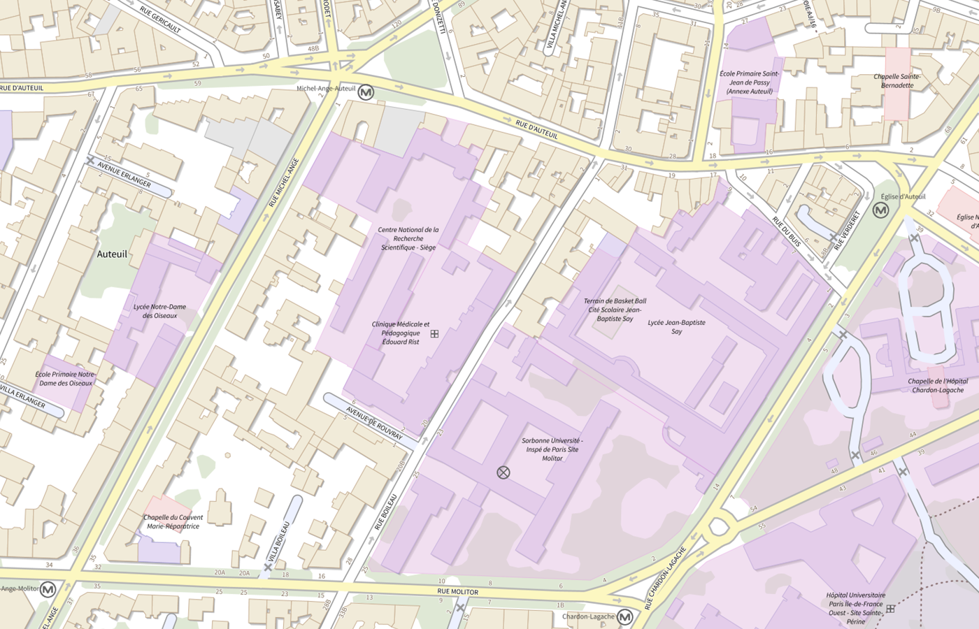 Plan IGN de situation de Clinique Fsef Paris 16