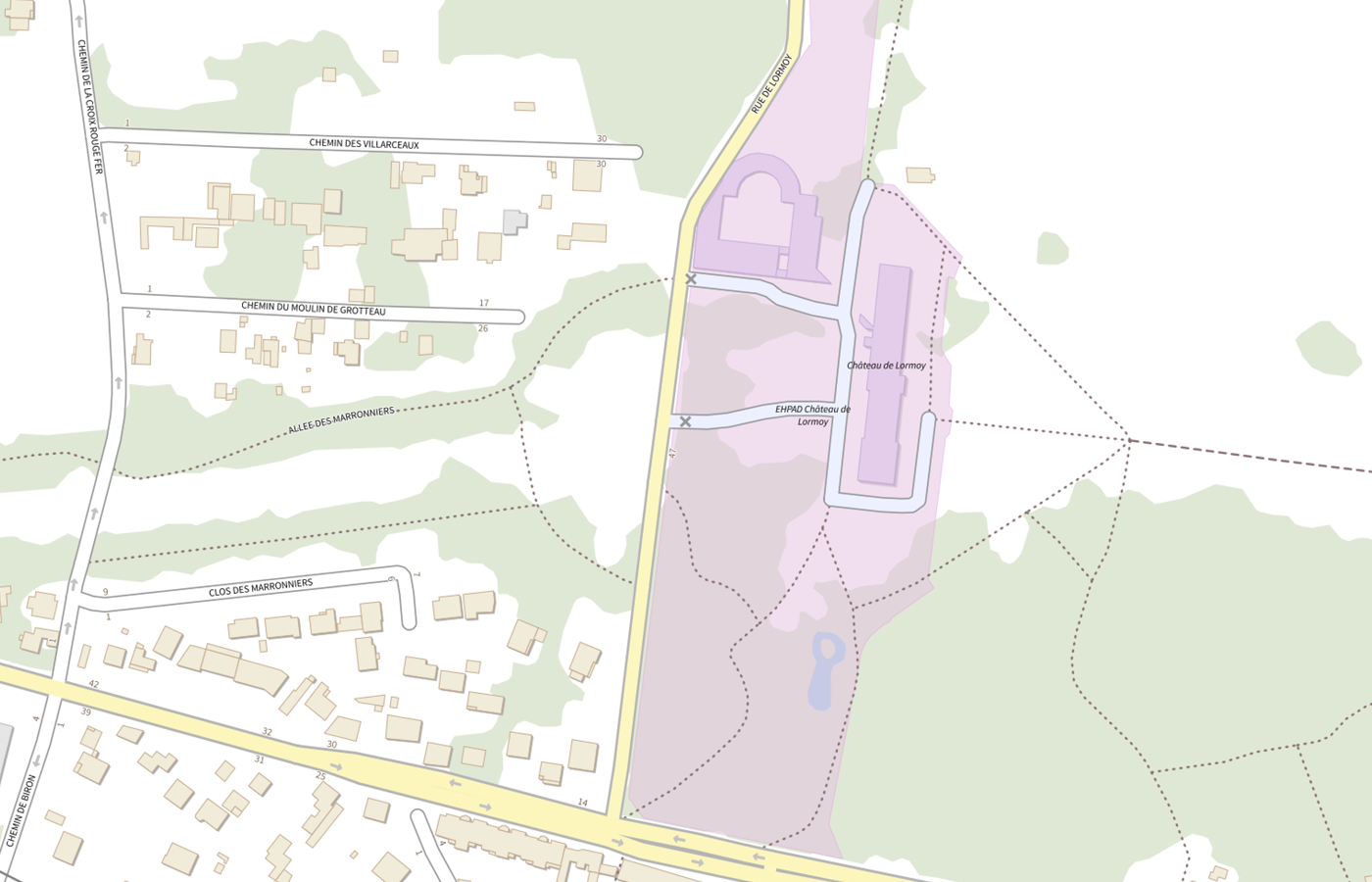 Plan IGN de situation de EHPAD Korian Chateau de Lormoy