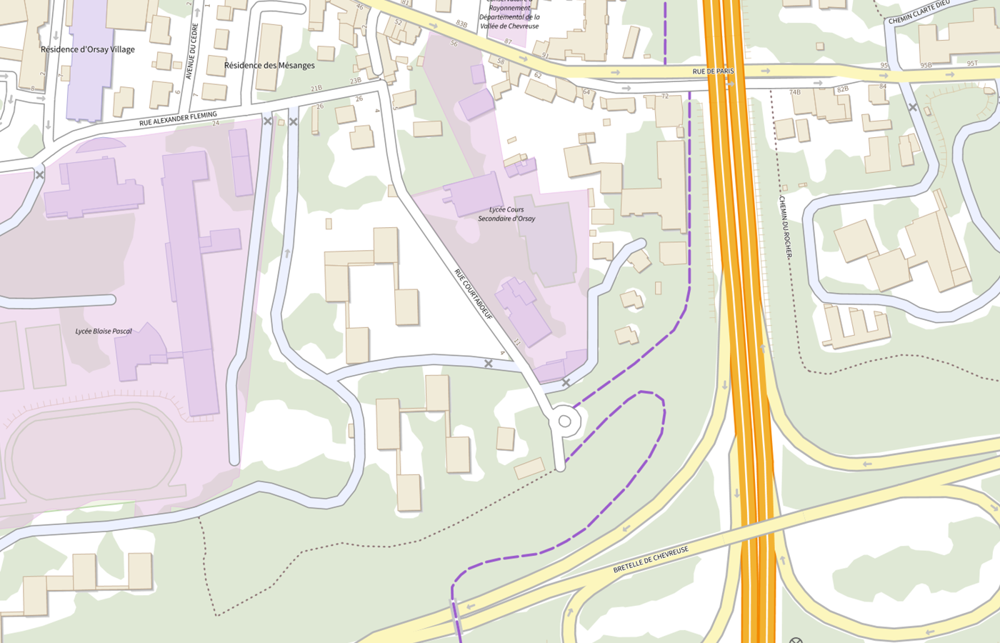 Plan IGN de situation de Lycée privé du cours secondaire d'Orsay
