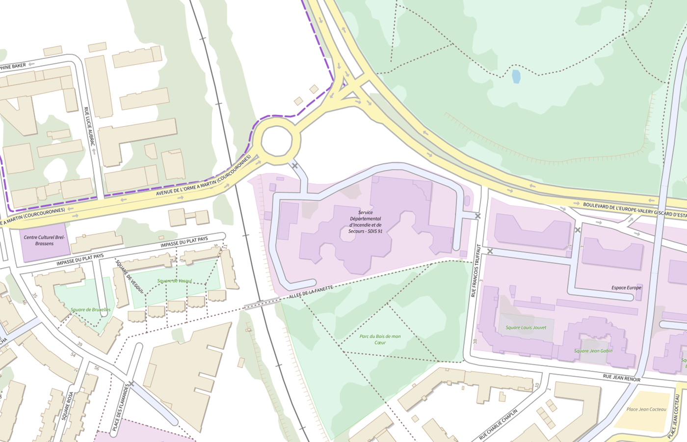 Plan IGN de situation de Service départemental d'incendie et de secours (SDIS) - Essonne