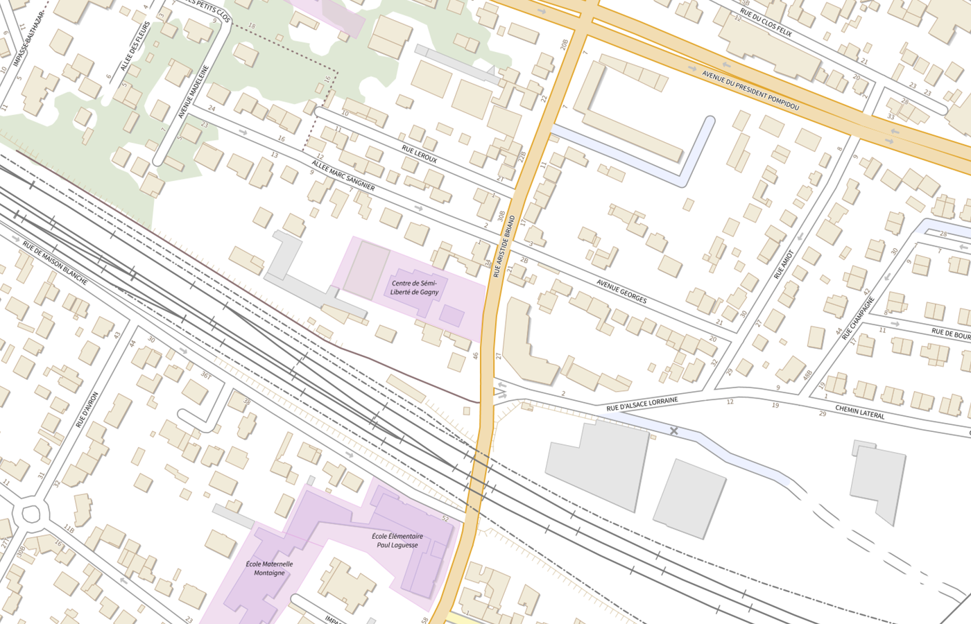 Plan IGN de situation de Centre de semi-liberté de Gagny