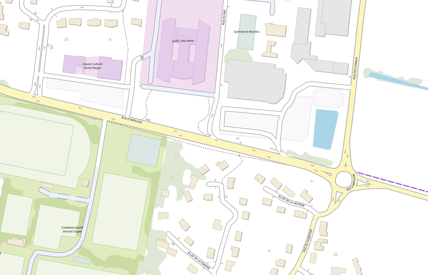 Plan IGN de situation de Lycée Jules Verne