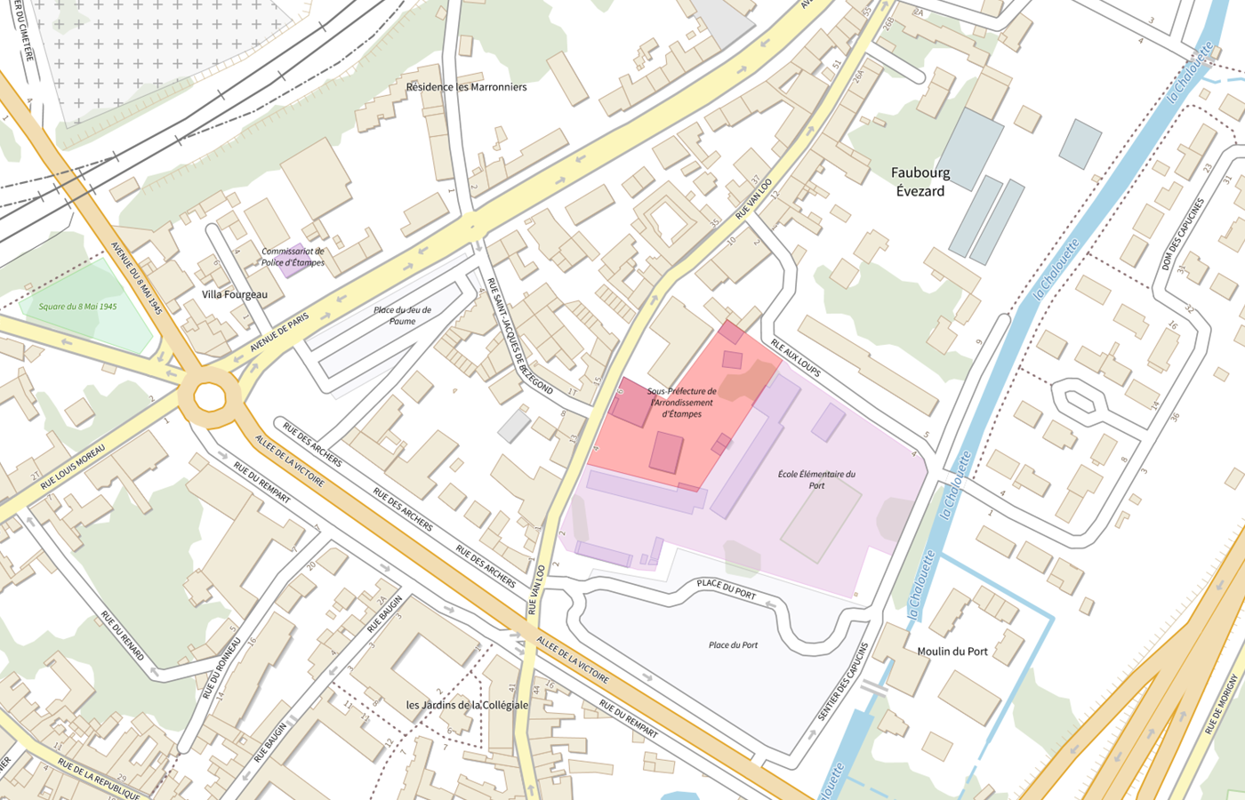 Plan IGN de situation de Point d'accueil numérique - Étampes (Sous-préfecture)