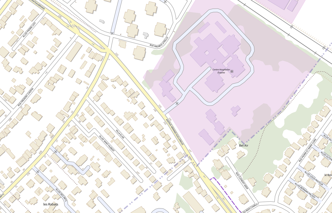 Plan IGN de situation de CHS Public de Sante Erasme
